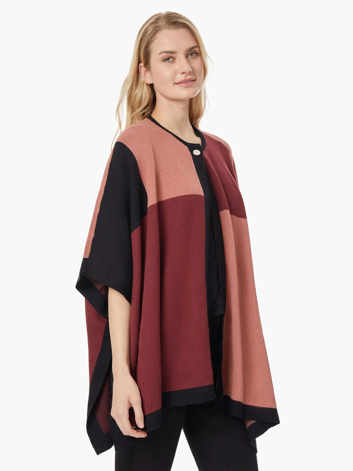 Colorblock Knit Cape