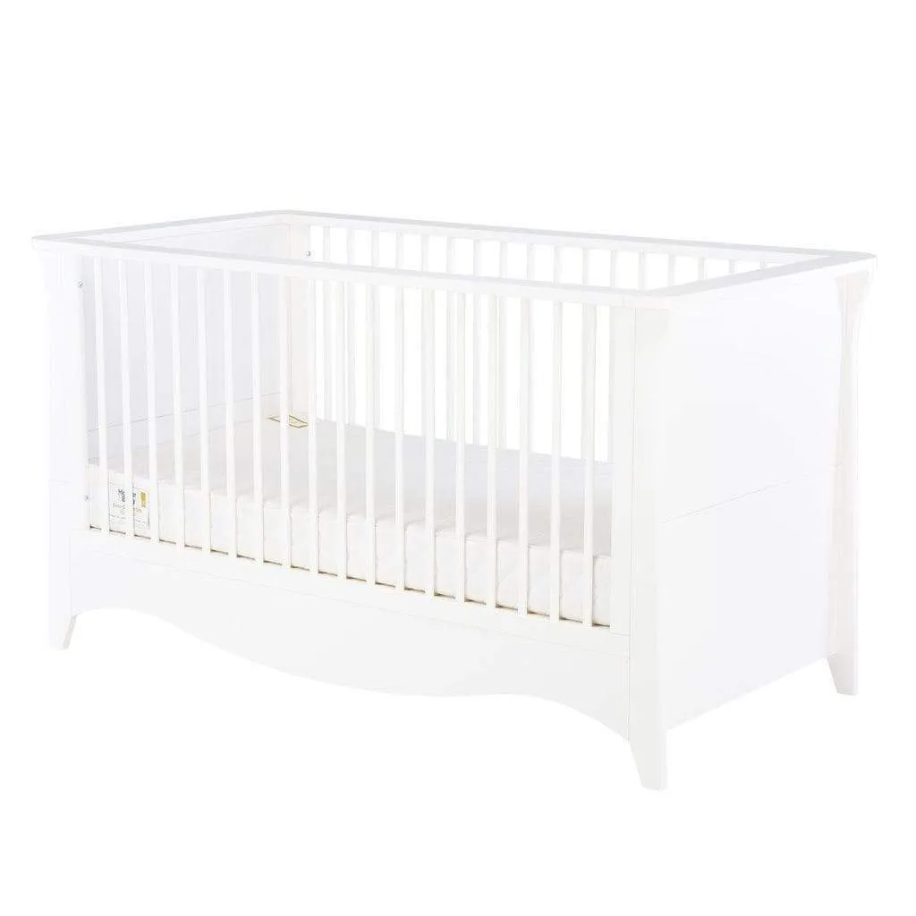 Cuddleco Clara 2 Piece Set 3 Drawer Dresser and Cot Bed - White