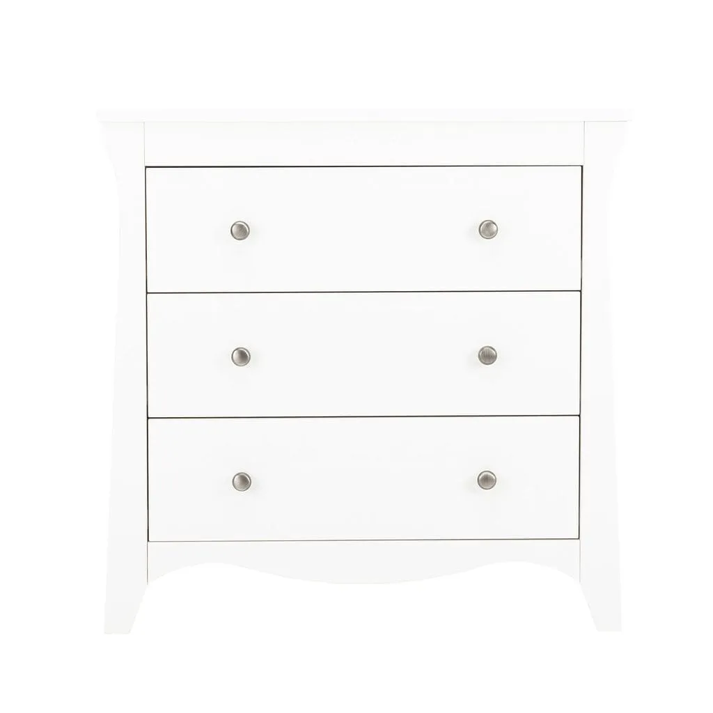 Cuddleco Clara 2 Piece Set 3 Drawer Dresser and Cot Bed - White