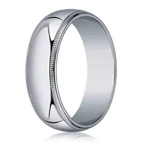 Designer 4mm Traditional Fit Milgrain 14K White Gold Wedding Band