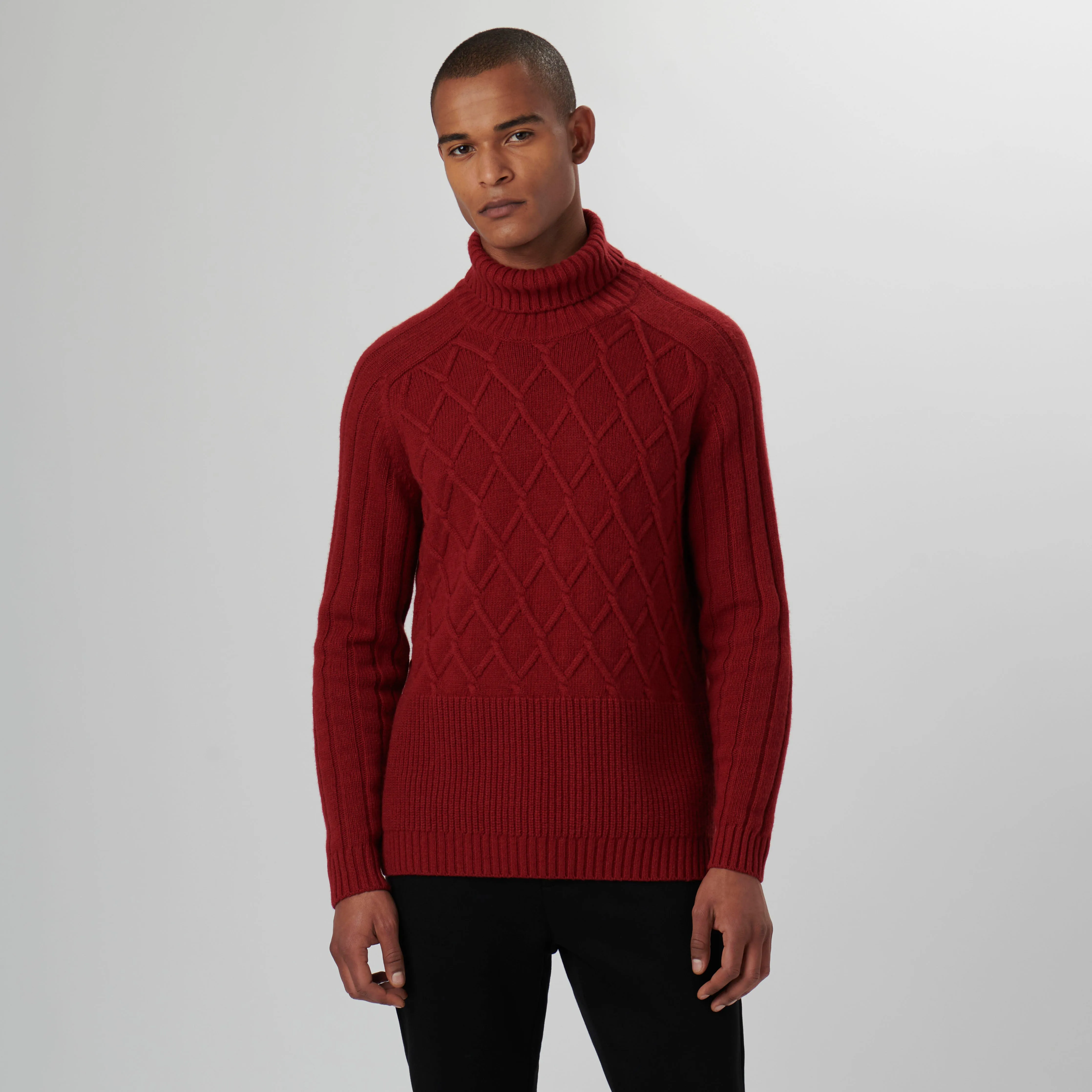 Diamond Stitch Turtleneck Sweater