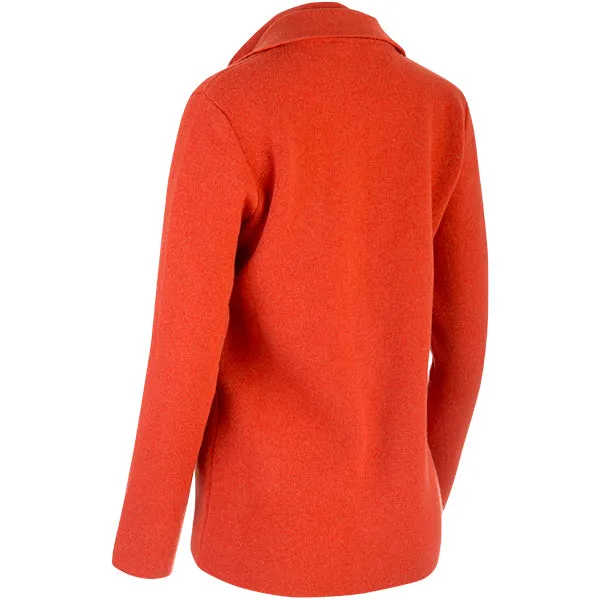 Double Collar Zip Front Cardigan in Burnt Orange