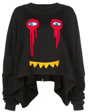 DRIPPY EXTENDED CREW NECK BLACK