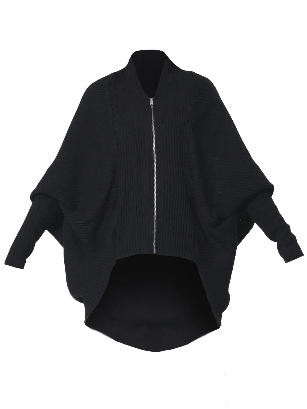 Extravagant Cardigan With Front Zipper In Black