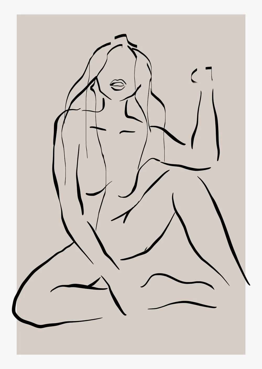 Female Nude Line Art Abstract Wall Art Print (1)