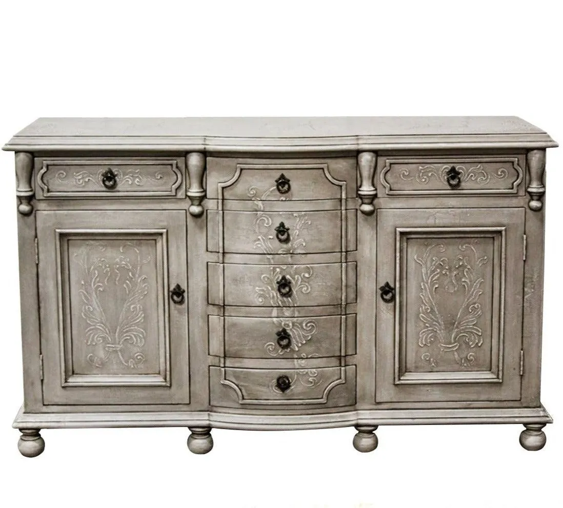 French Painted Scrolls Buffet with Drawers