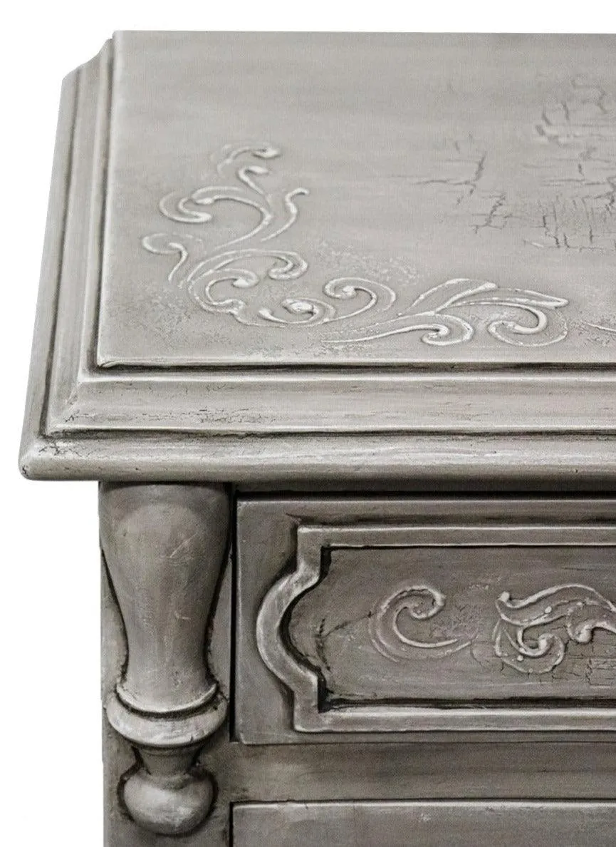 French Painted Scrolls Buffet with Drawers