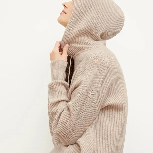 Freya Hoodie - Cashmere/Wool :: Oatmeal Melange