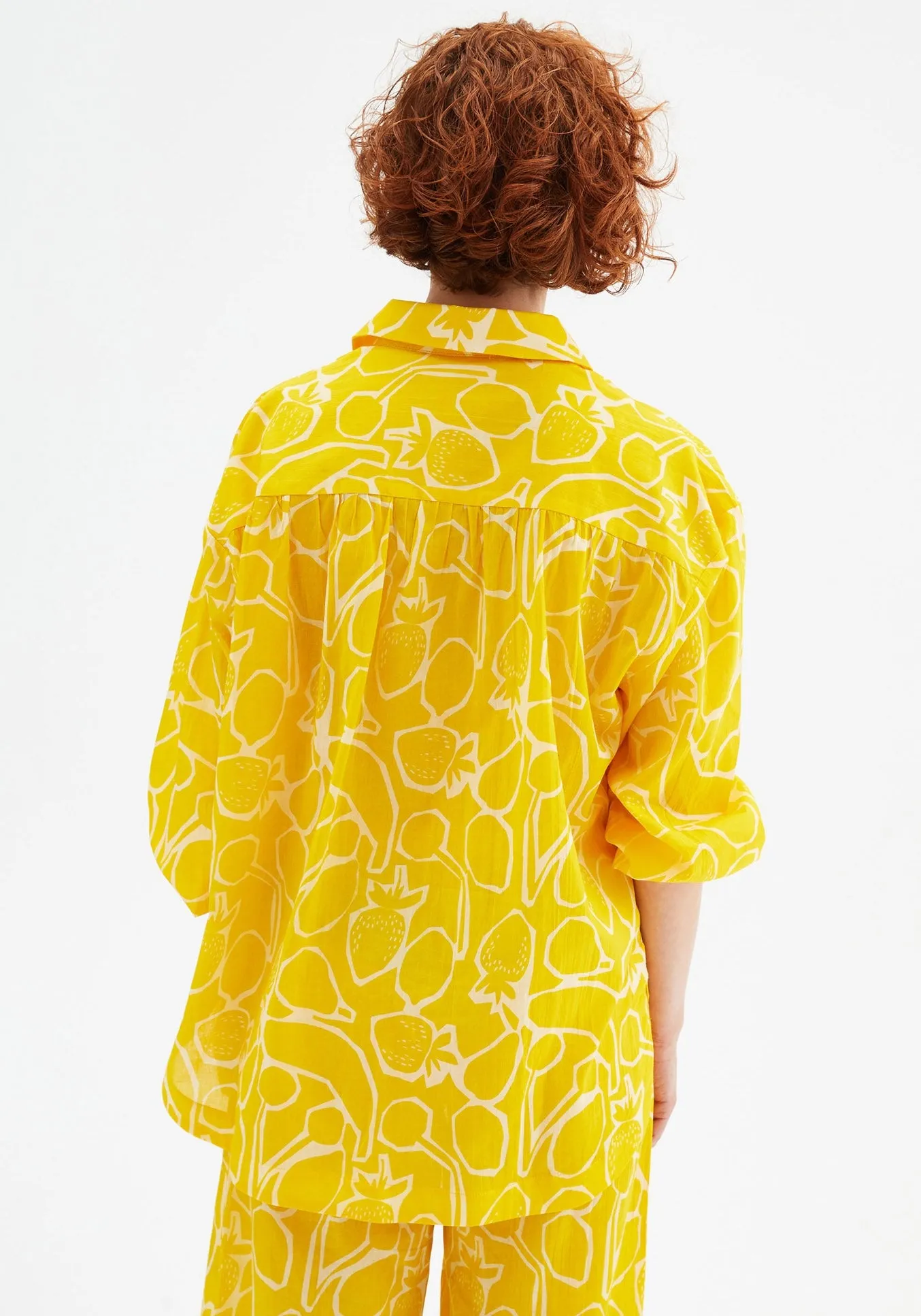 Fruit Print Oversized Long-Sleeved Shirt