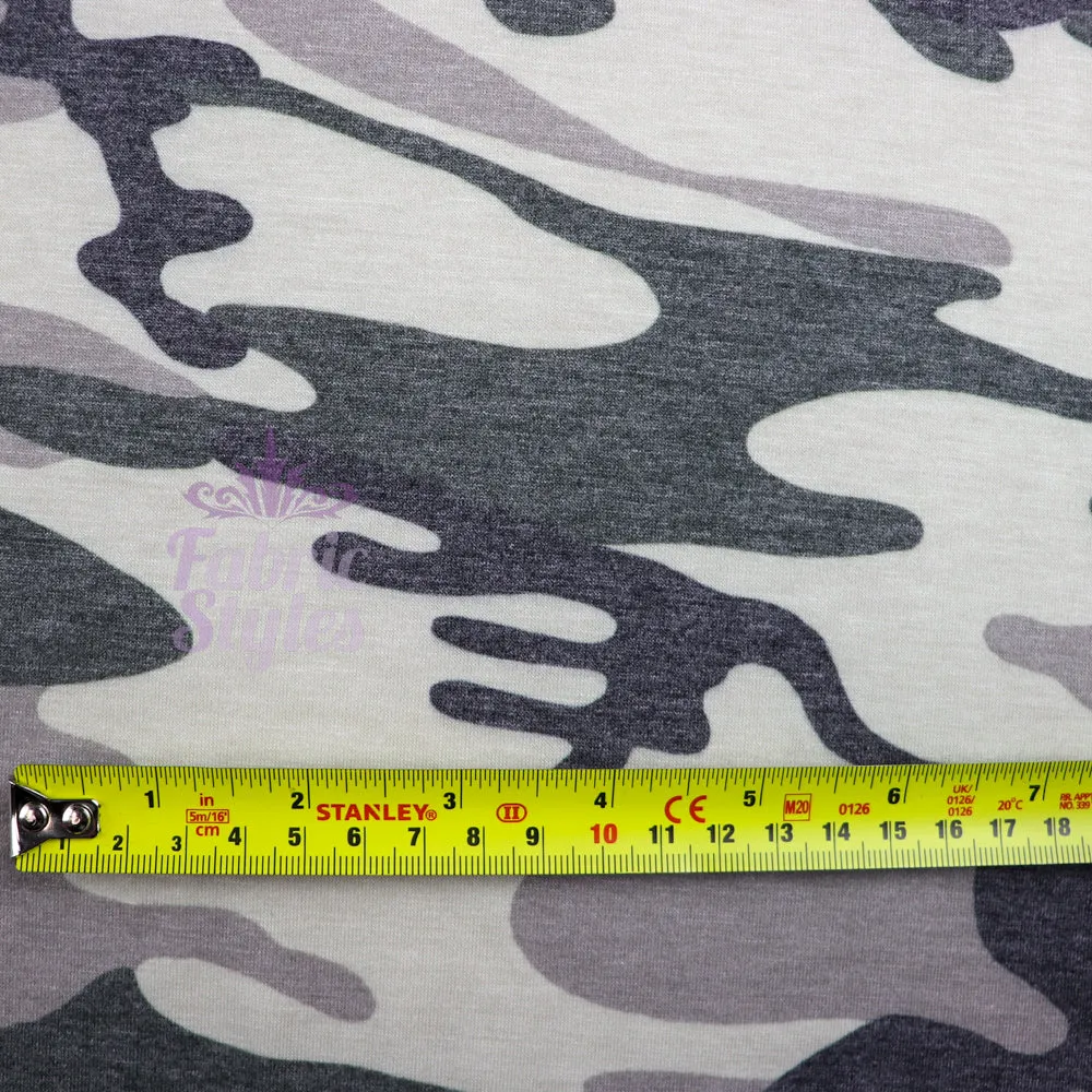 FS1044 Camouflage Print Spun Polyester Jersey Knit Stretch Fabric Green