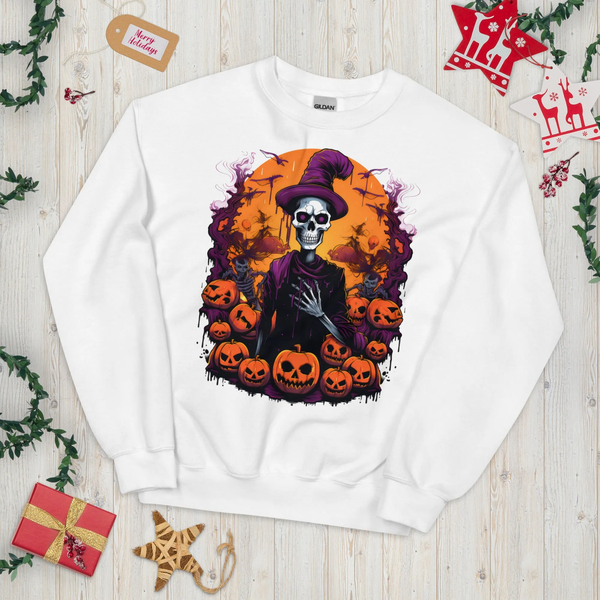 Get Spooktacular with Skeleton-themed Halloween Sweatshirts 002