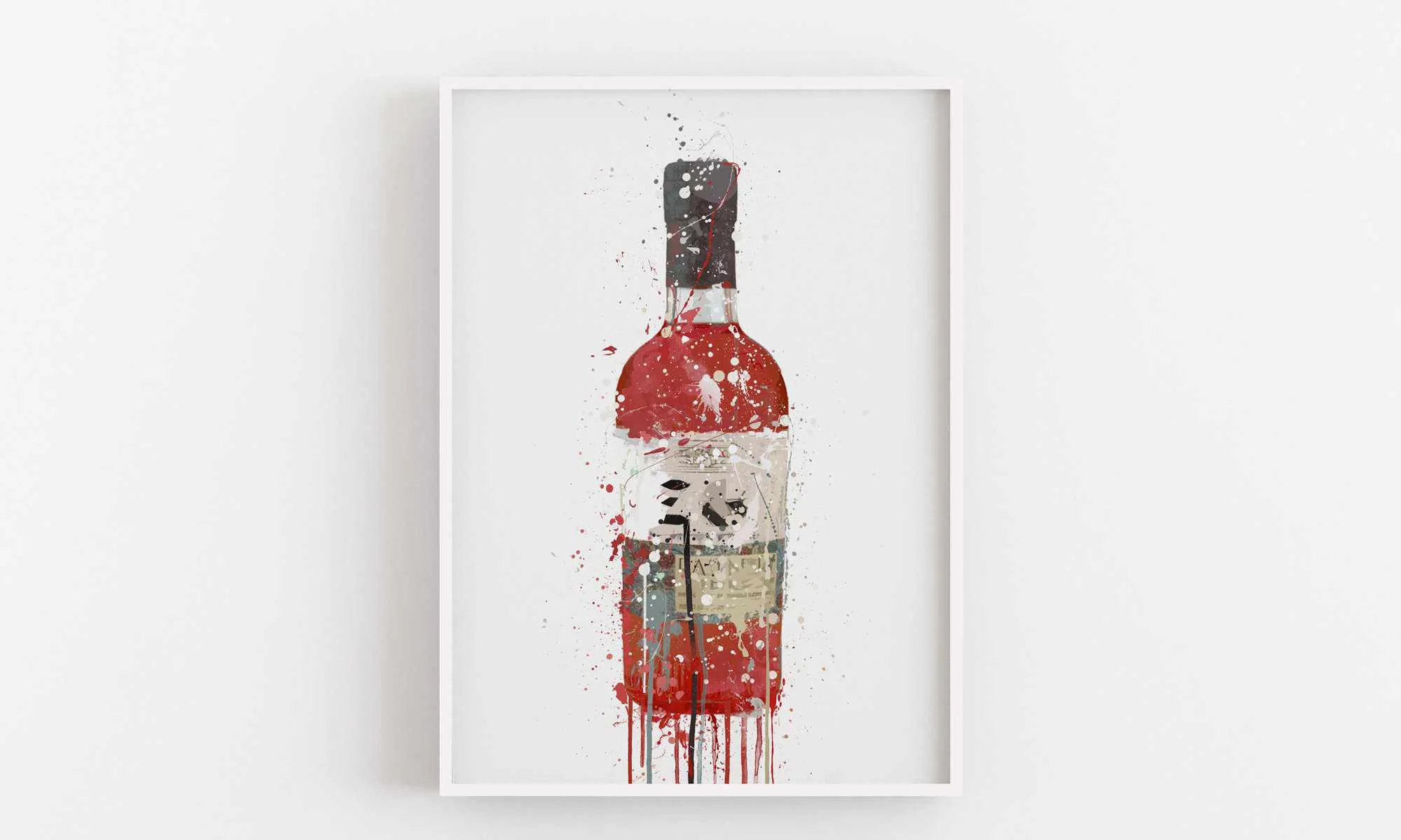 Gin Bottle Wall Art Print 'Berry'