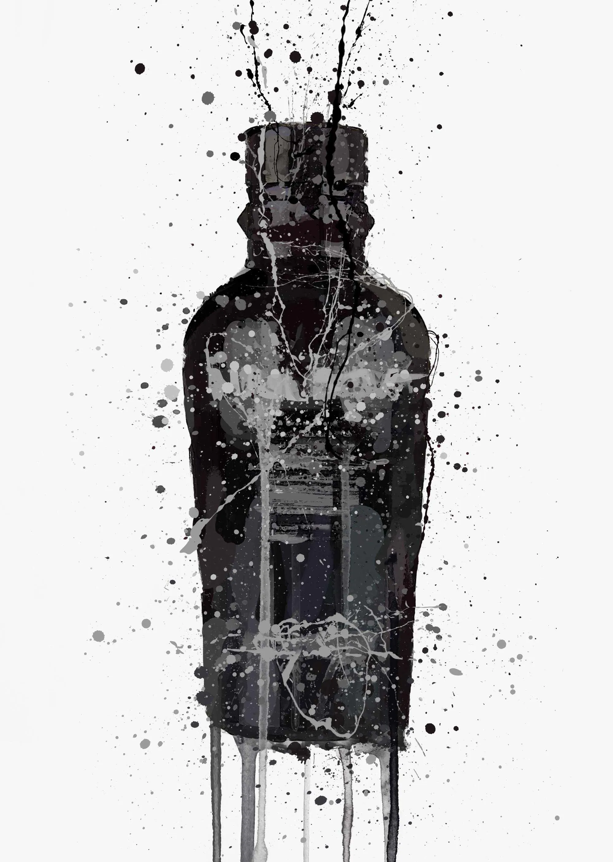 Gin Bottle Wall Art Print 'Granite'