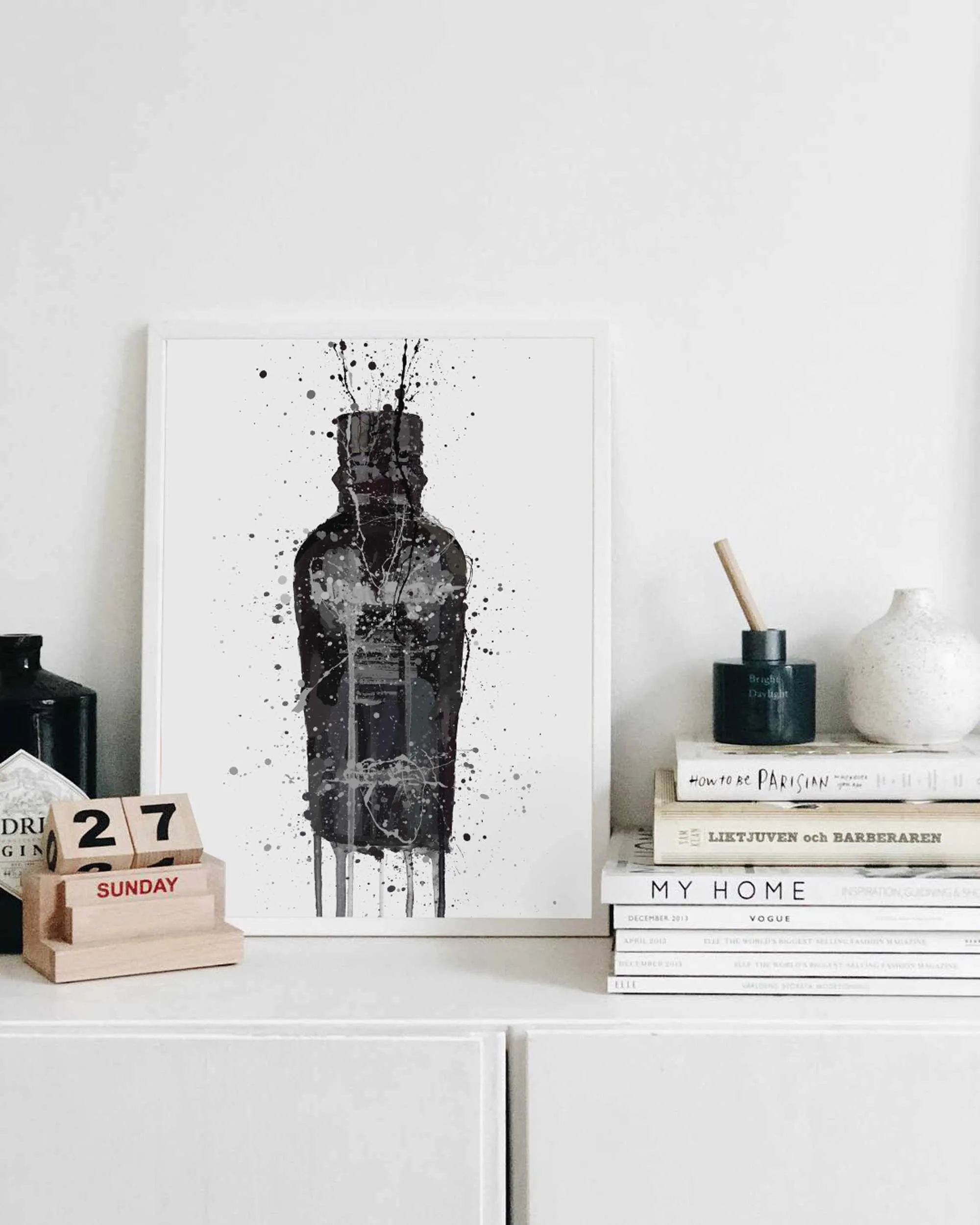 Gin Bottle Wall Art Print 'Granite'