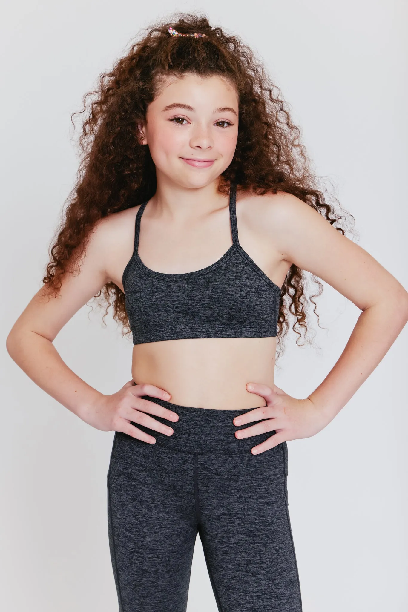 Girls Dark Heathered Gray TLC Y-Back Bralette