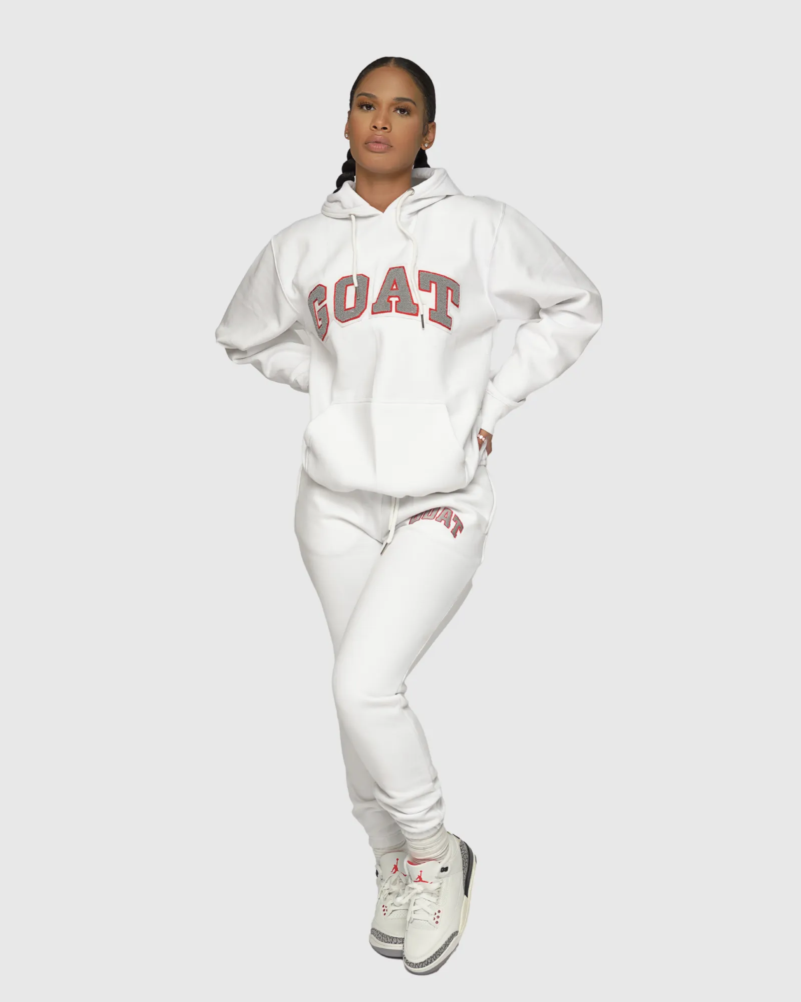 GOAT Arch Logo Chenille Sweatsuit (Cement White)