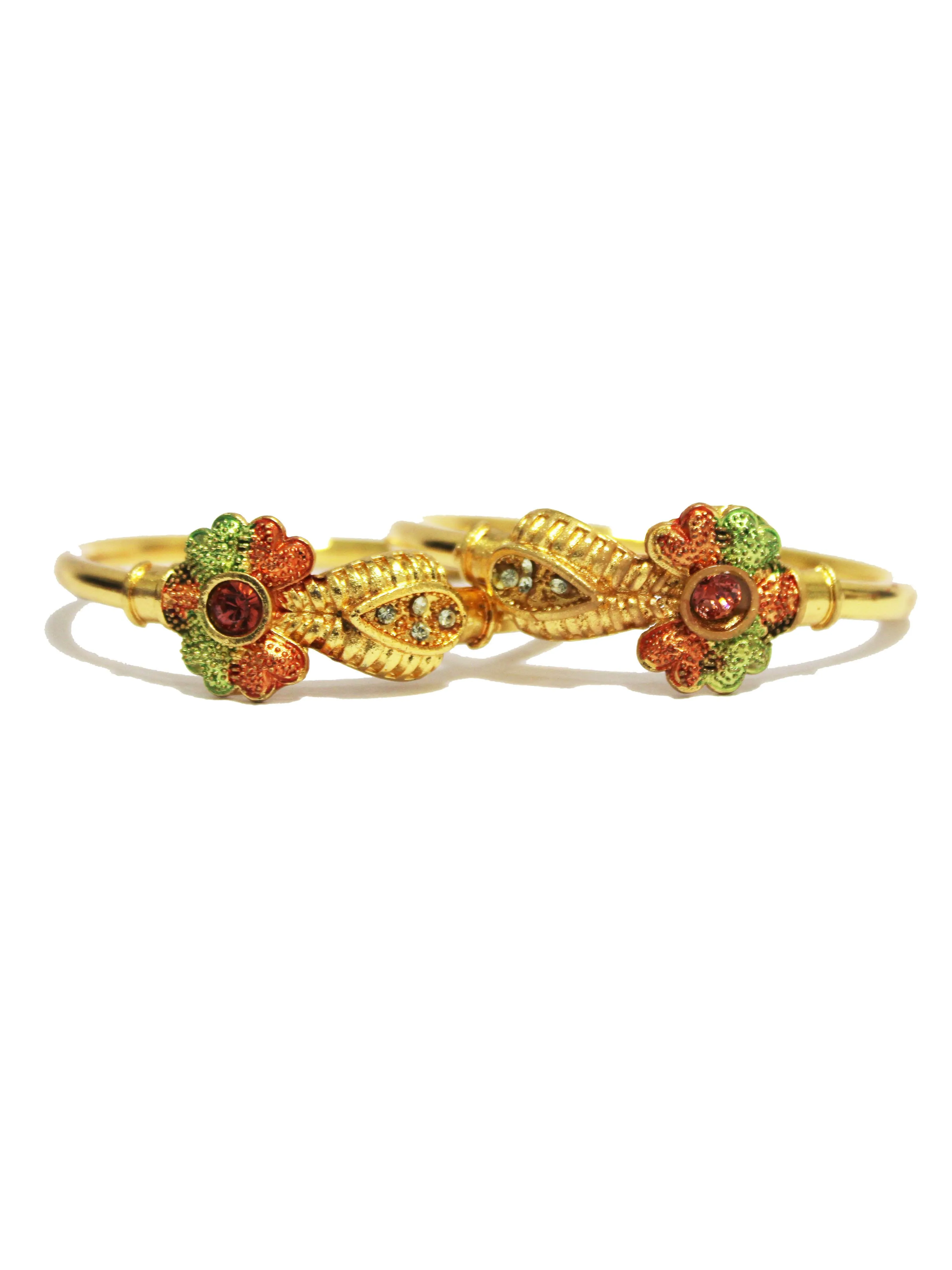 Gold Forming Flower Bangles for Women