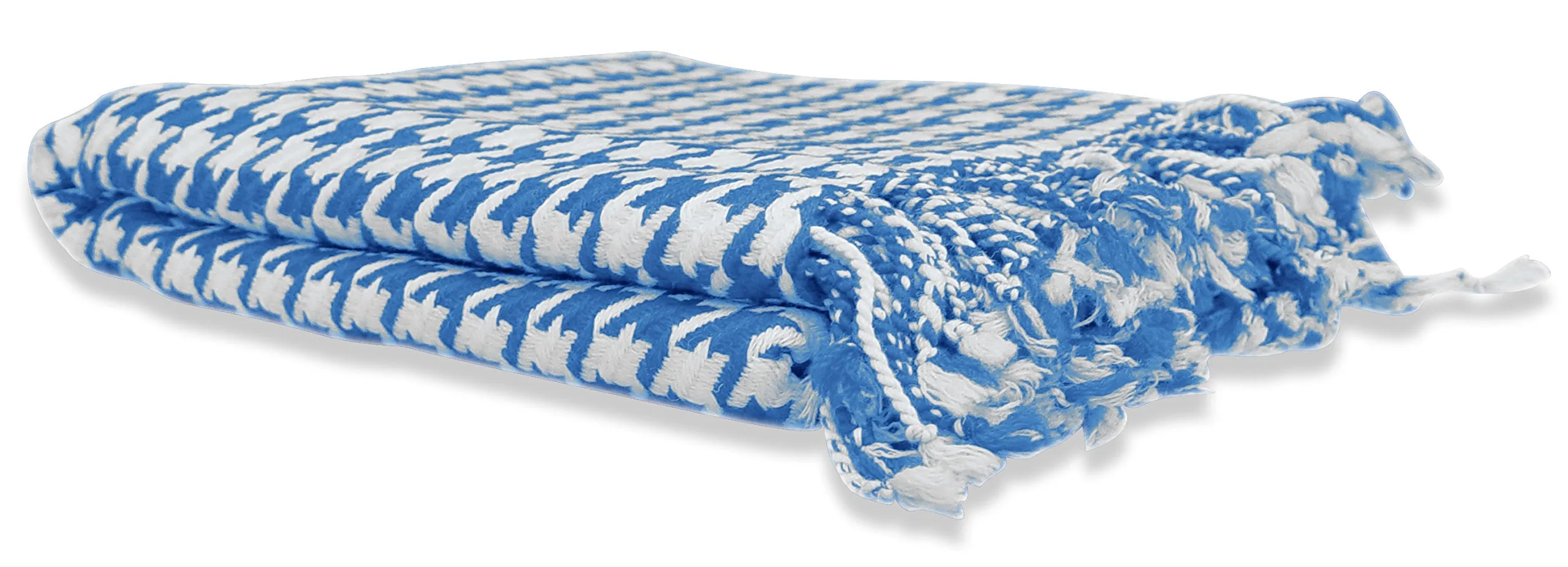 Home Collection Soft and Luxurious Cashmere Wool Houndstooth Throw 50 x 60 in (Blue)