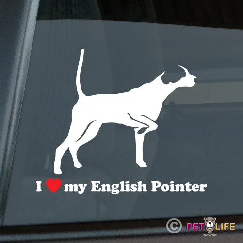 I Love My English Pointer Sticker