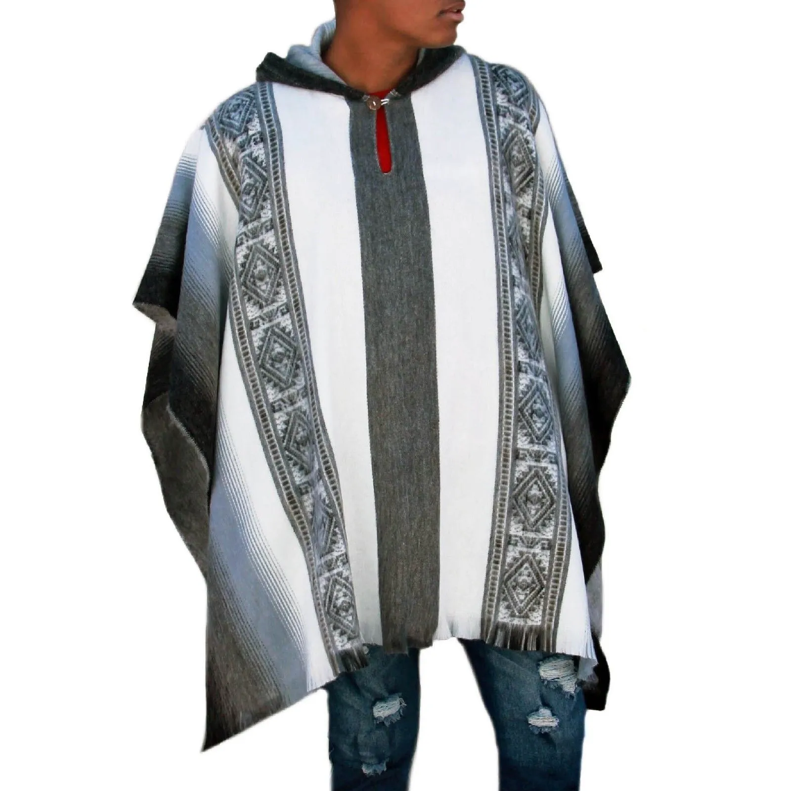 Incan Grays Alpaca Poncho