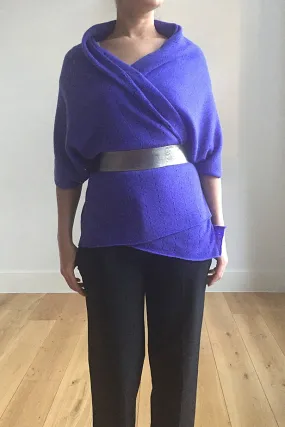 Iris purple cashmere poncho Multiway