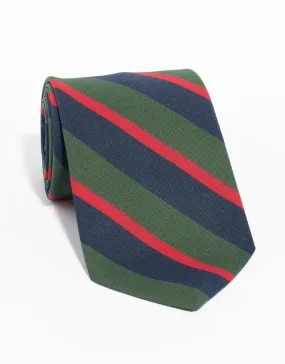 IRISH POPLIN REGIMENTAL TIE - NAVY/OLIVE/RED