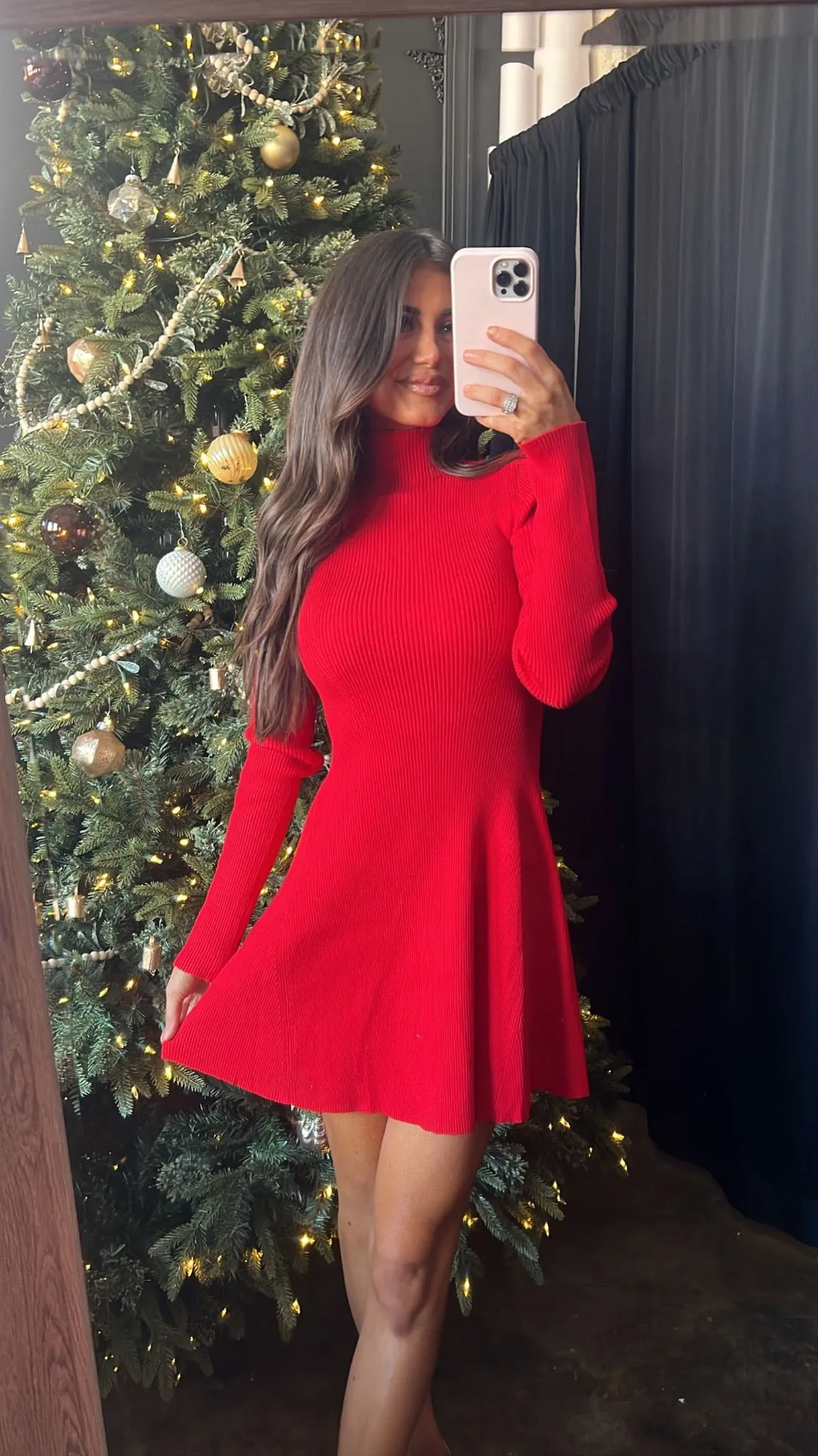 Jayde Sweater Knit Dress- Red