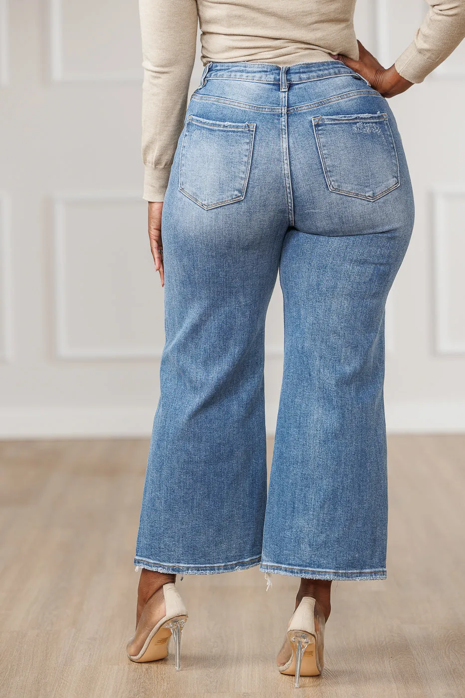 Josie Side Slit Wide Jeans