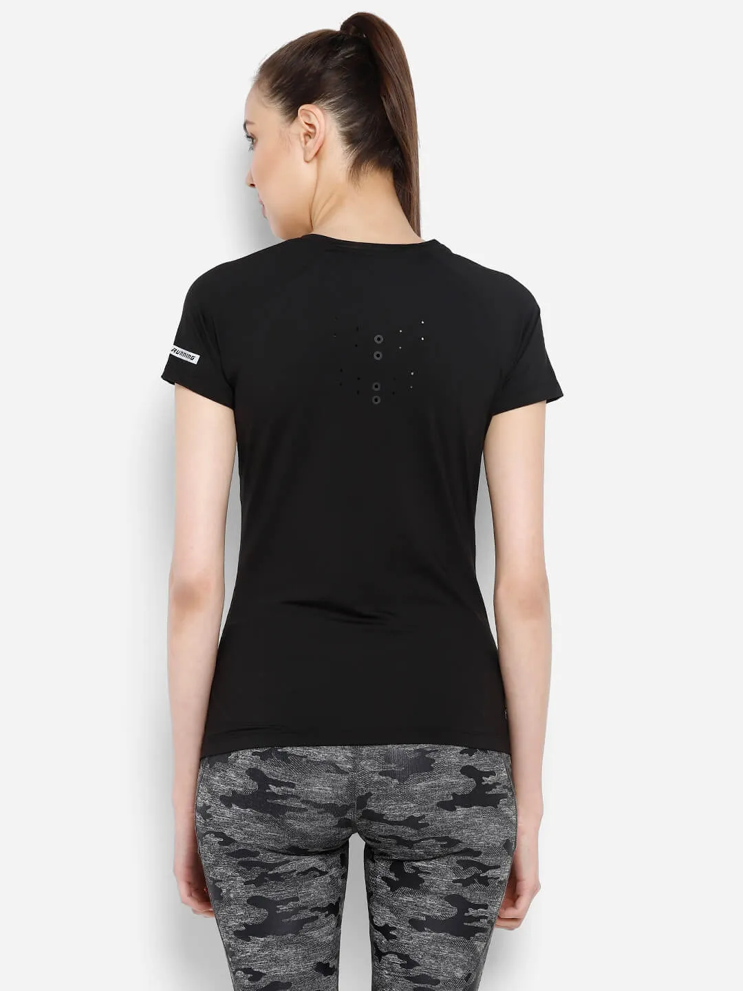 Karina Performance Women Polyester Black T-Shirt