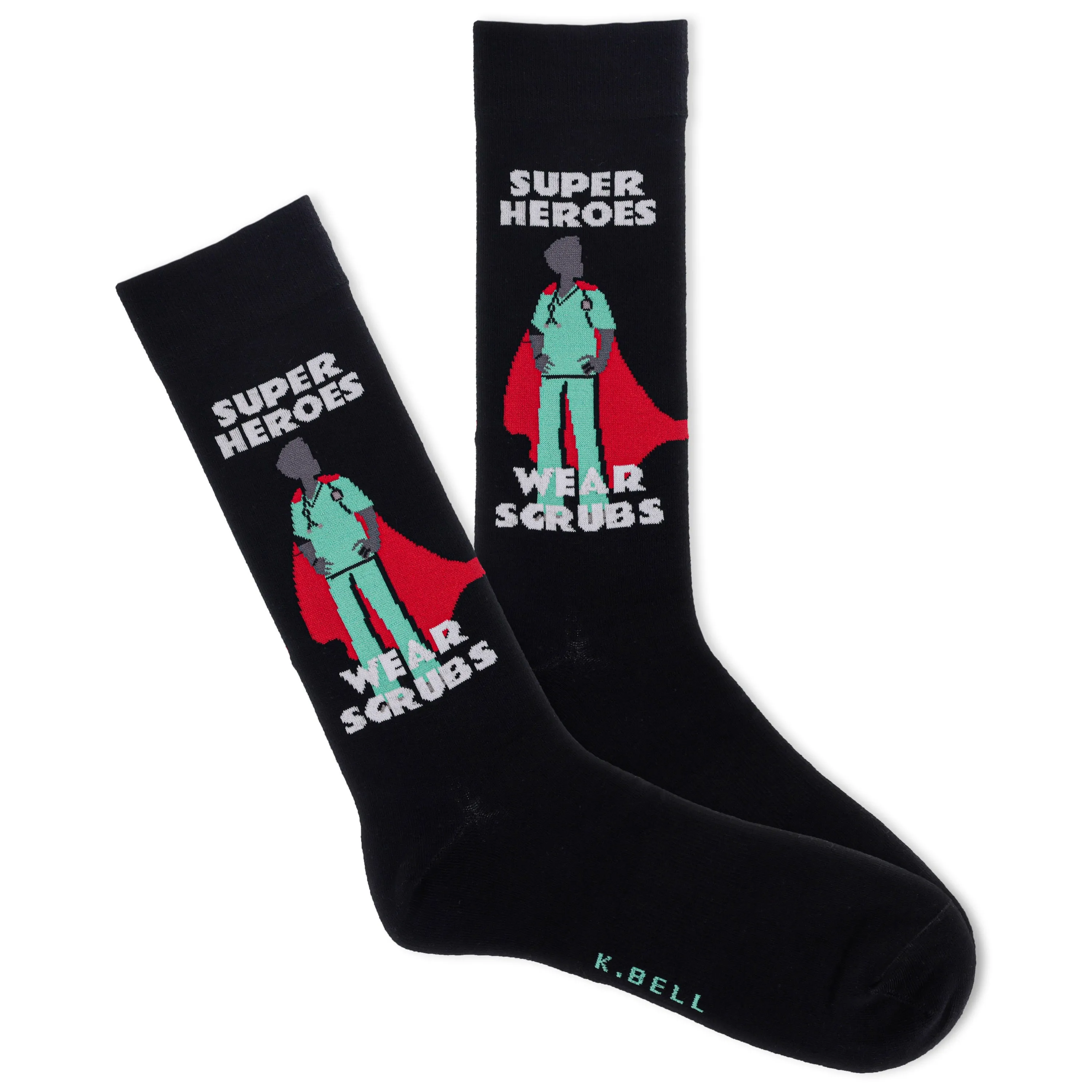 K.Bell Men's Super Hero Scrubs Crew Sock