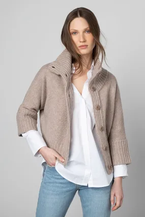 Kinross Cashmere  Crop Cowl Cardigan