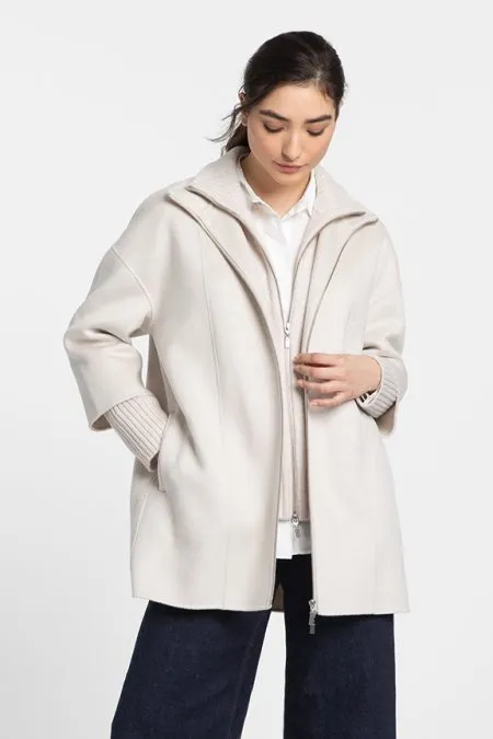 Kinross Luxurious Cashmere Knitted Zipper Mock Coat