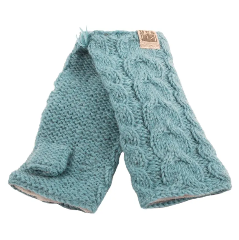 Kusan - Cable Knit Handwarmers - Sky Blue