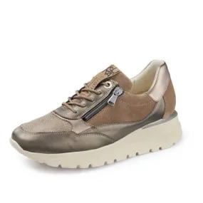 Ladies Waldlaufer Trainers Pewter Wedge Leather Zip H Feli 793H01 402