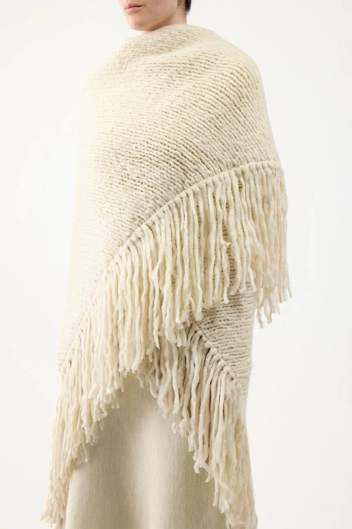 Lauren Knit Wrap in Ivory Welfat Cashmere