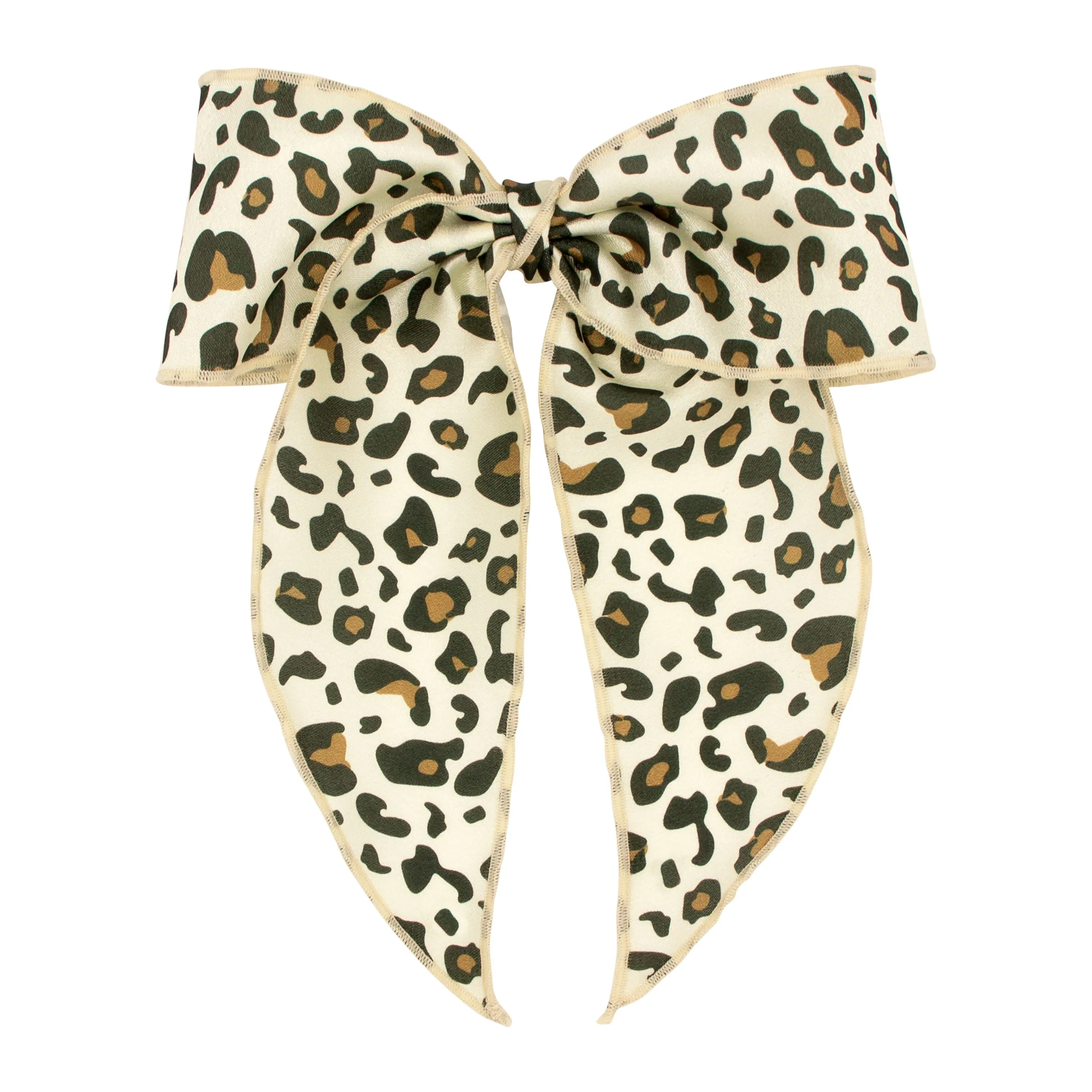 Leopard print bowtie with twisted wrap and whimsy tails