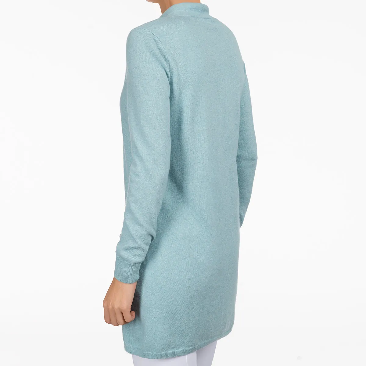 Long One Button Cardigan in Lt Turq