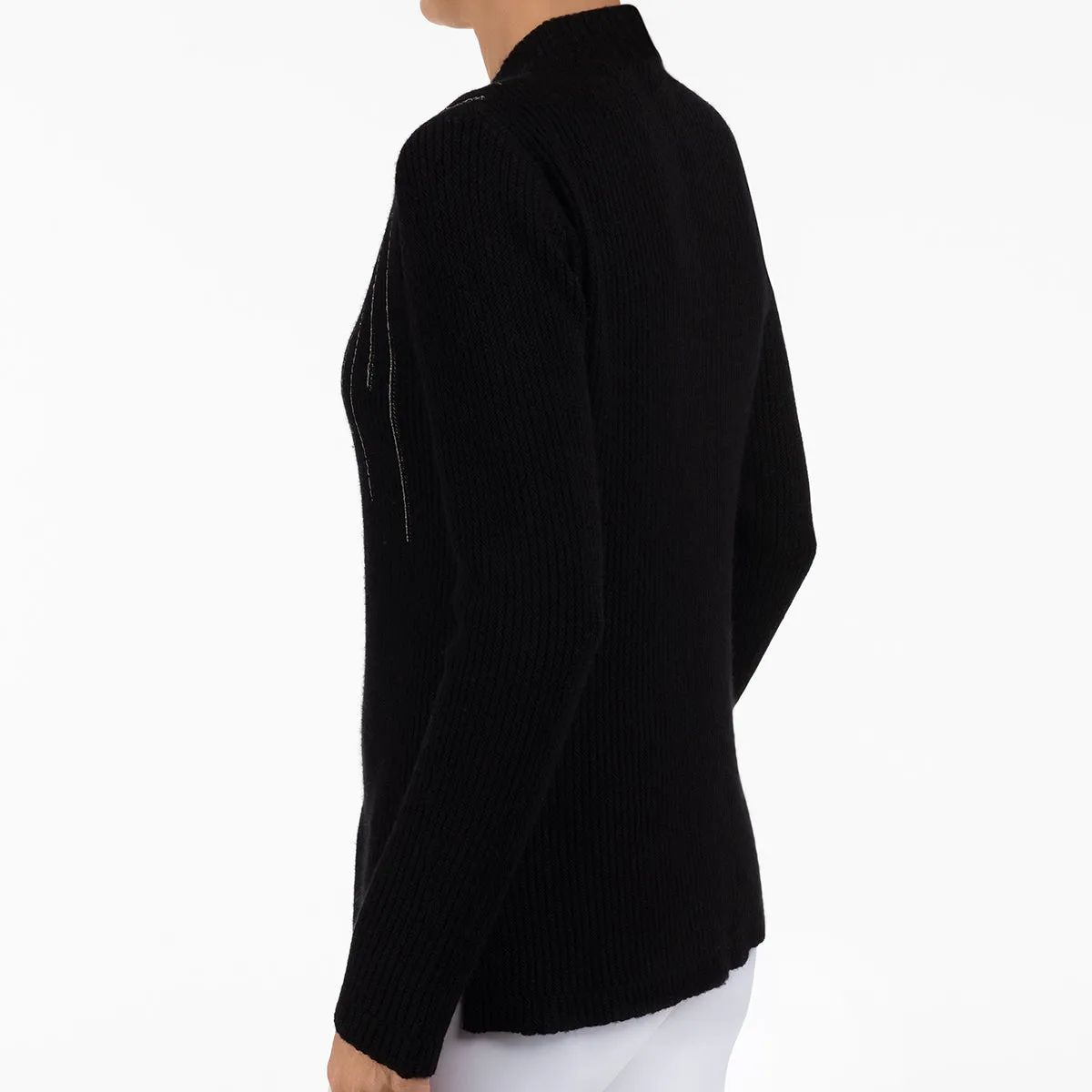 Lurex Zip Cardigan in Black