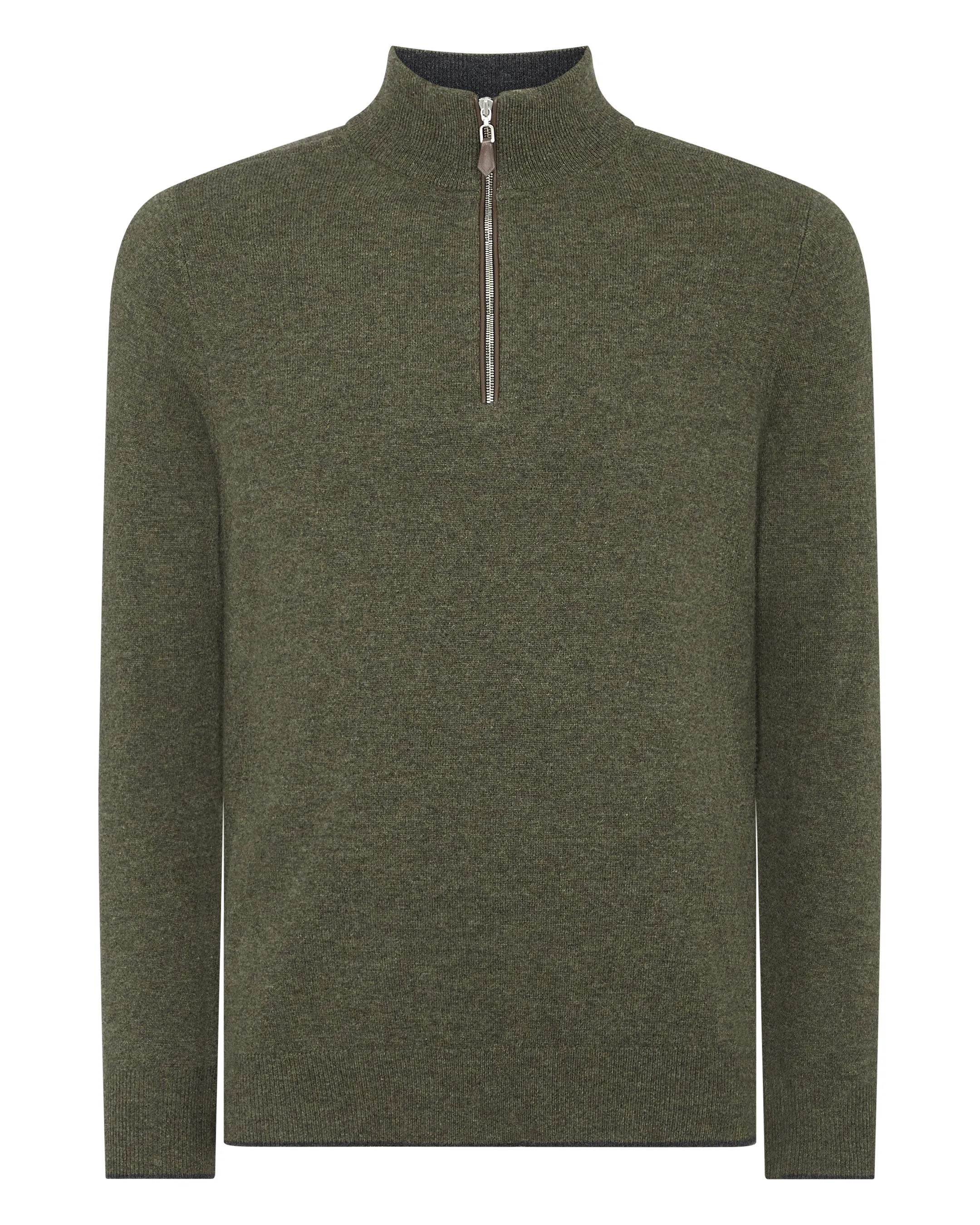 Men's Carnaby Half Zip Cashmere Sweater Moss Green