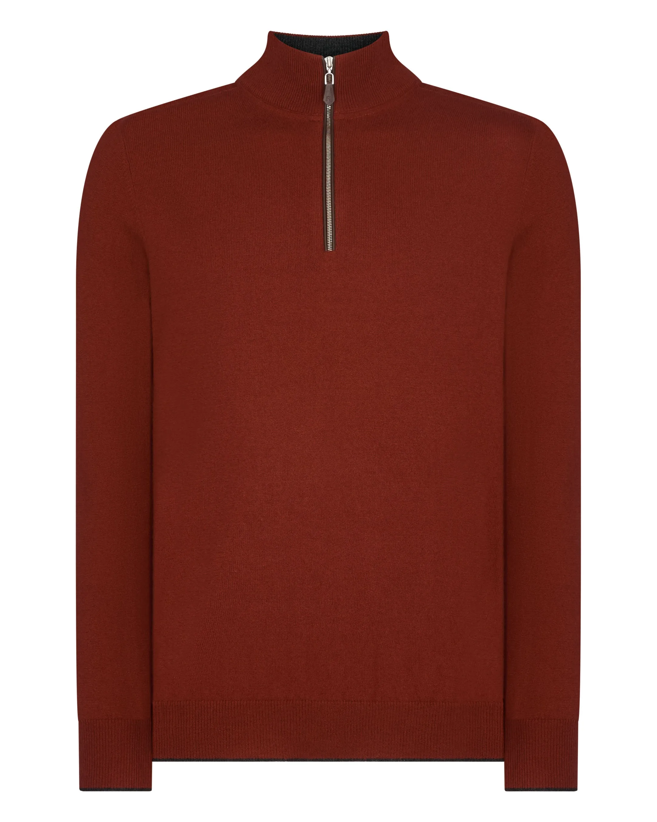 Men's Carnaby Half Zip Cashmere Sweater Spice Orange