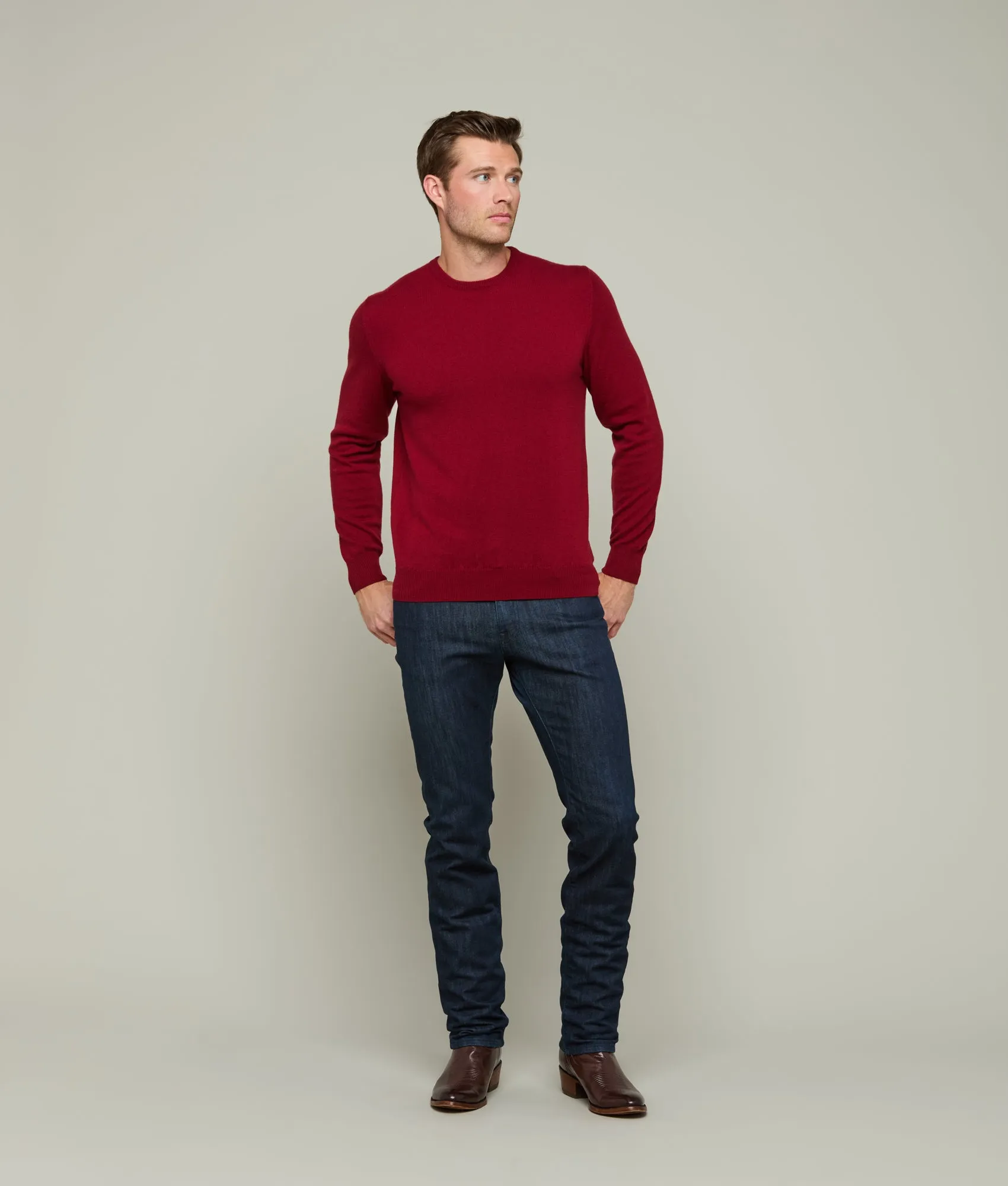 Men's Cashmere Crewneck Sweater :: Wine