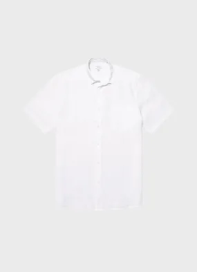 Men's Short Sleeve Linen Shirt in White