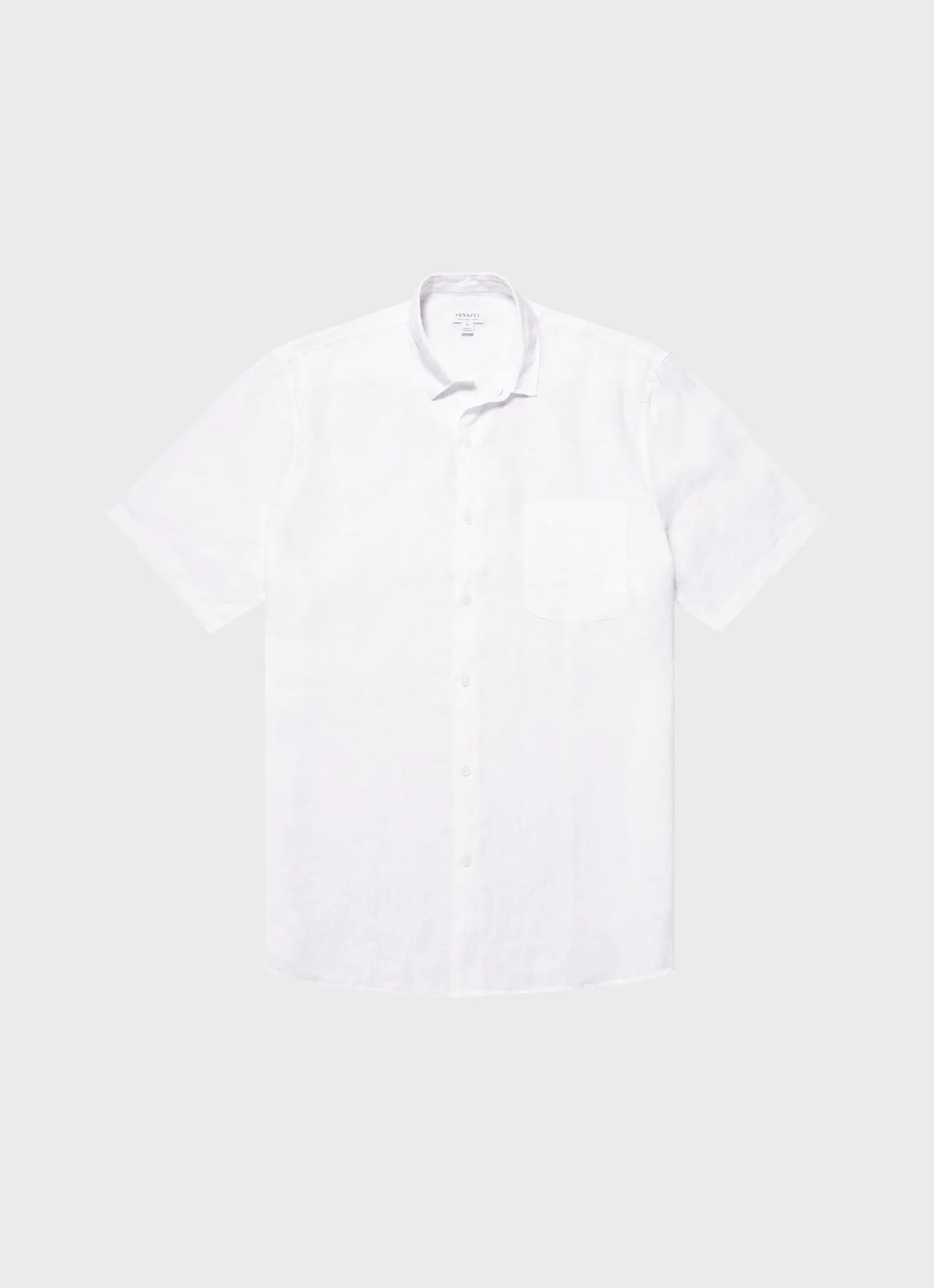 Men's Short Sleeve Linen Shirt in White