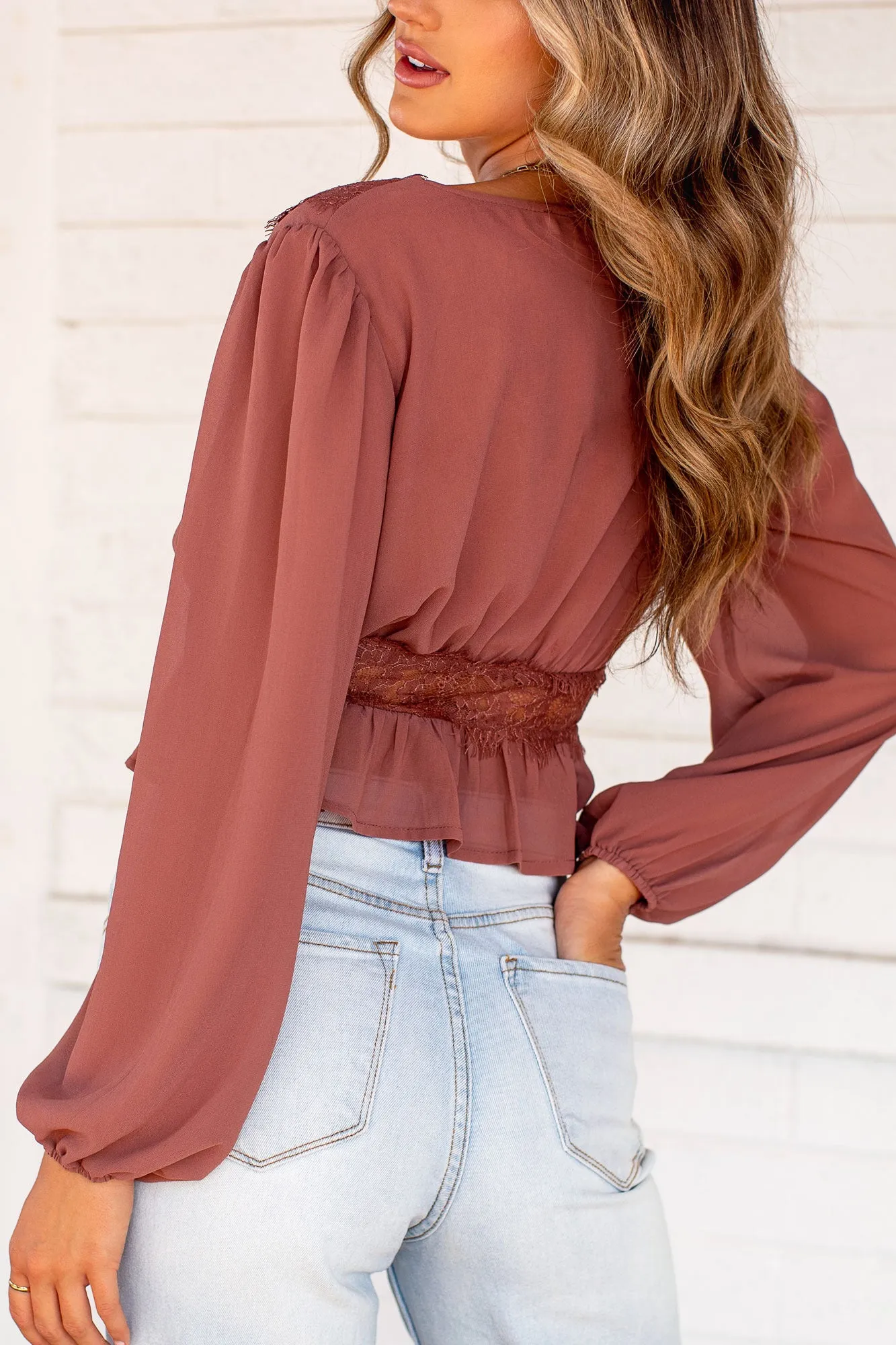 Momo Mauve Tie Front Crop Top