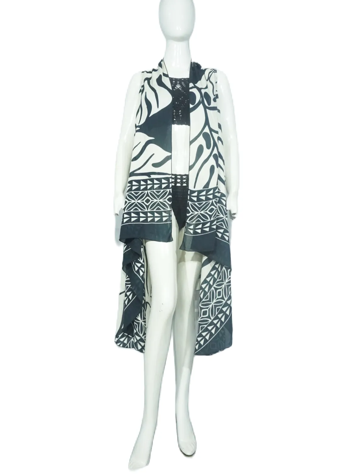 Monstera Sleeveless Kimono (One size)