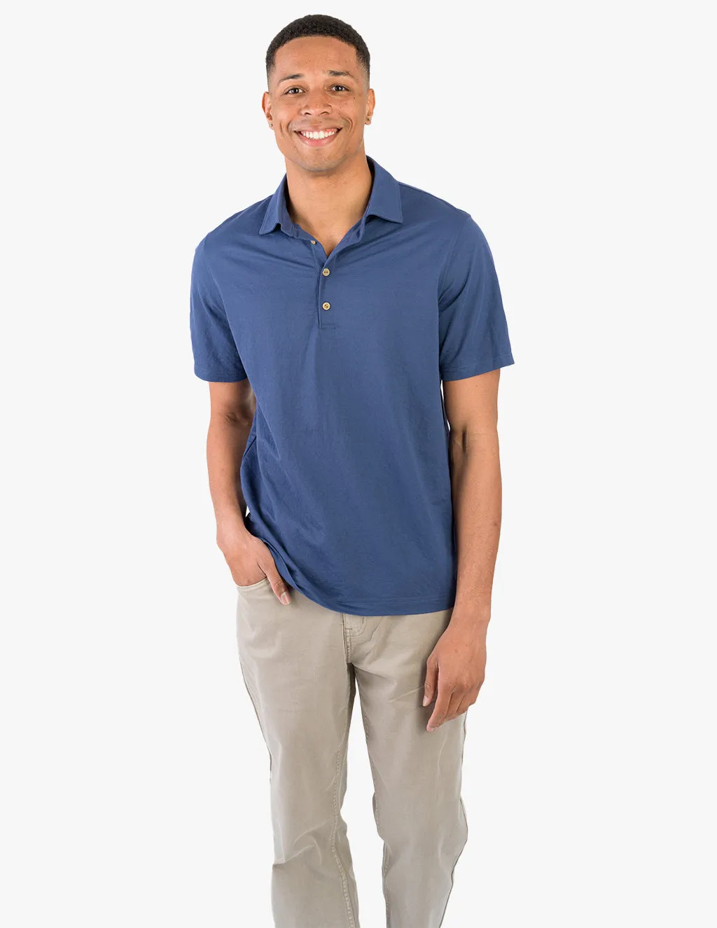 NAVY KNIT CANVAS POLO