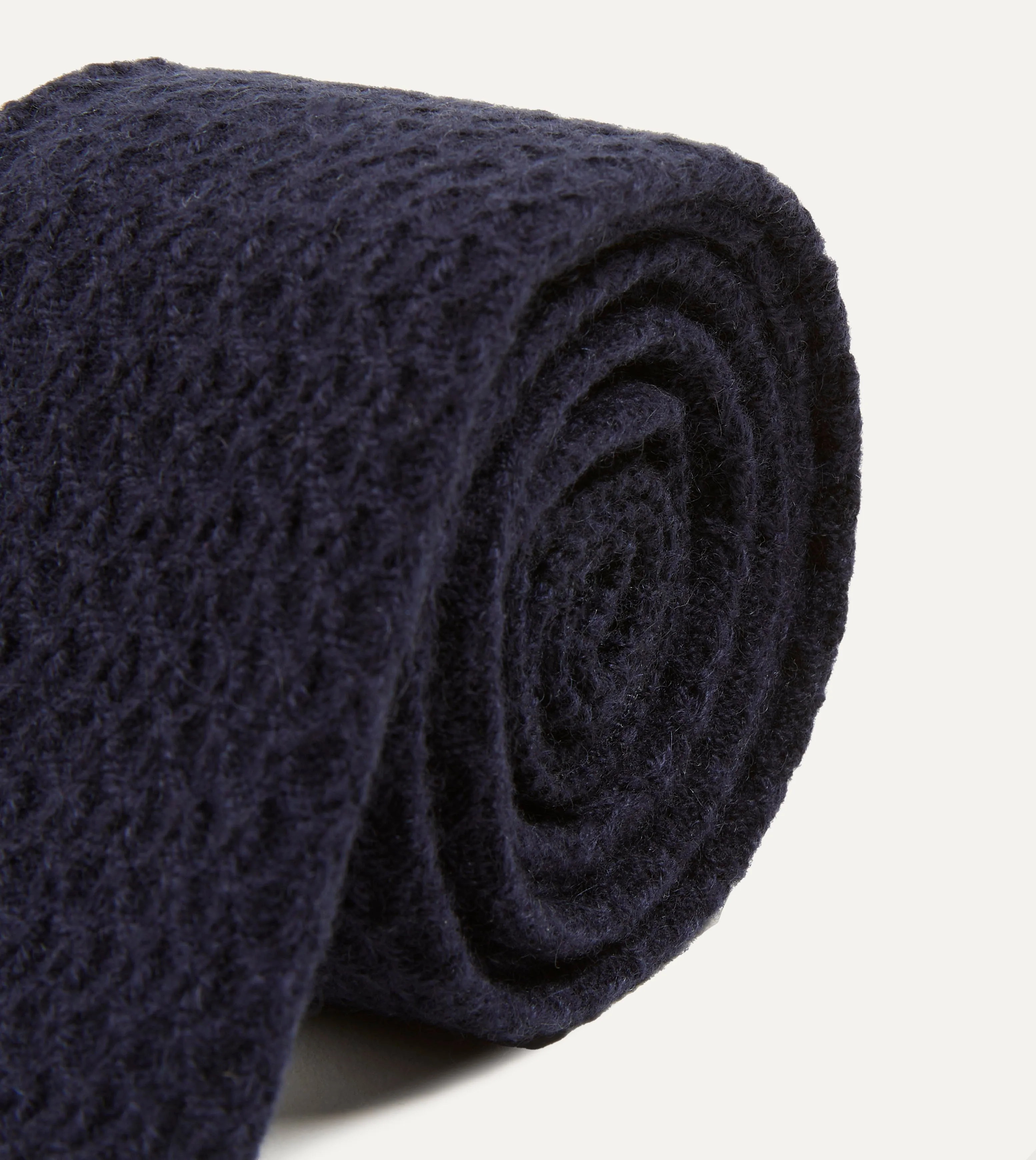 Navy Knitted Cashmere Wool Solid Colour Tie