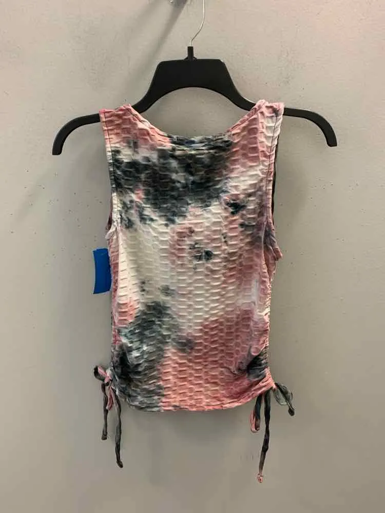 NO COMMENT Tops Size M PINK/GRAY TIE DYE SLEEVELESS TOP