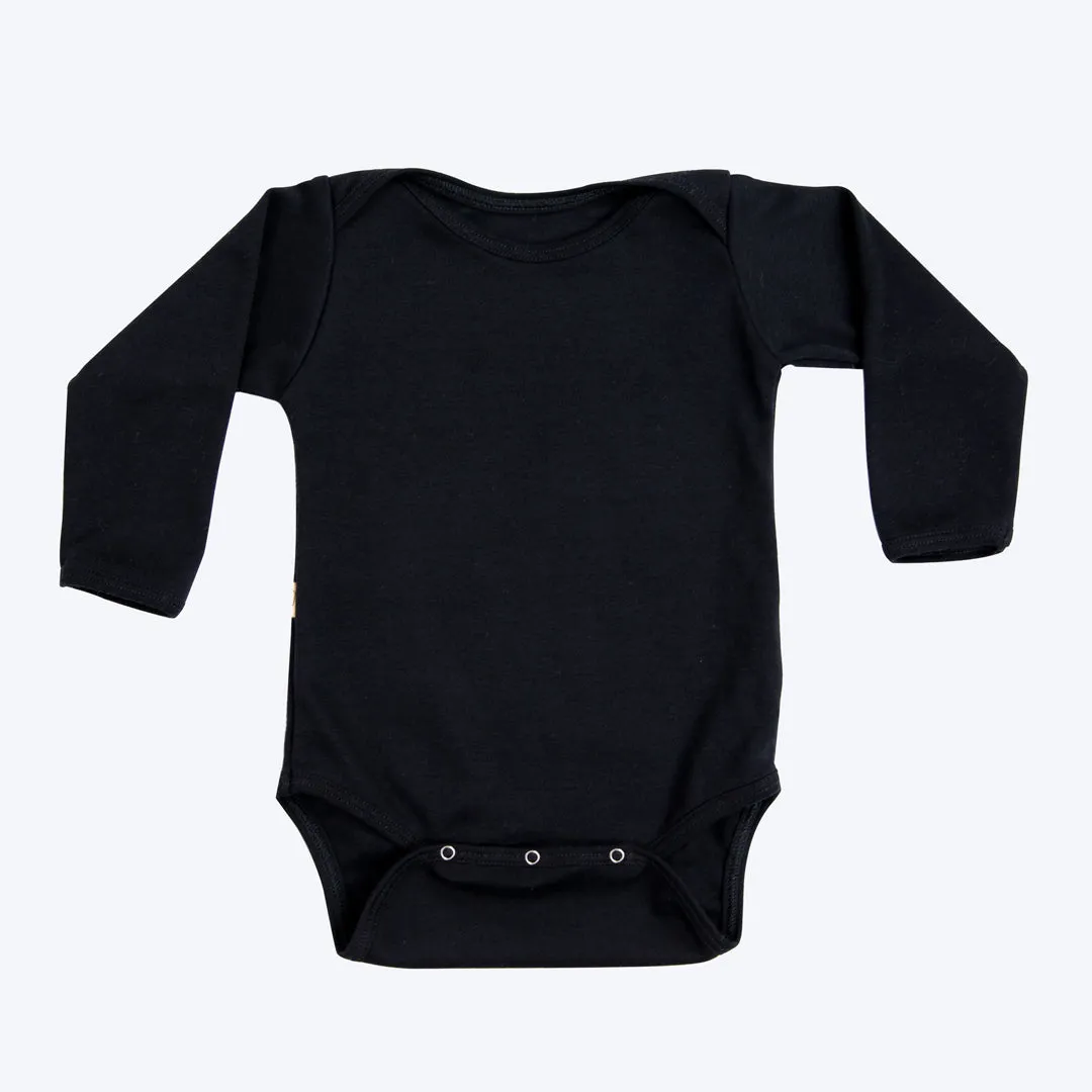 Organic Cotton Long Sleeve Bodysuit - Black