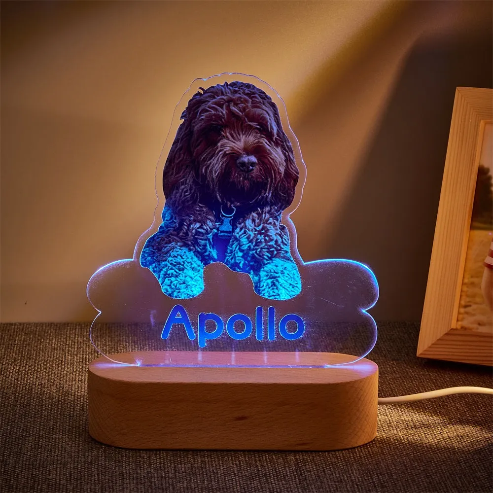 Personalized Pet Shaped LED Night Light Custom Dog Name Table Lamp